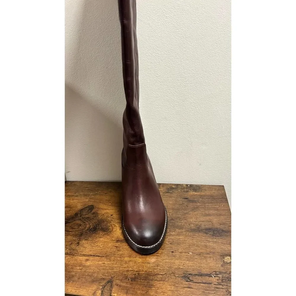 J.CREW Leather Over-the-Knee Burgundy Boots Size 6.5